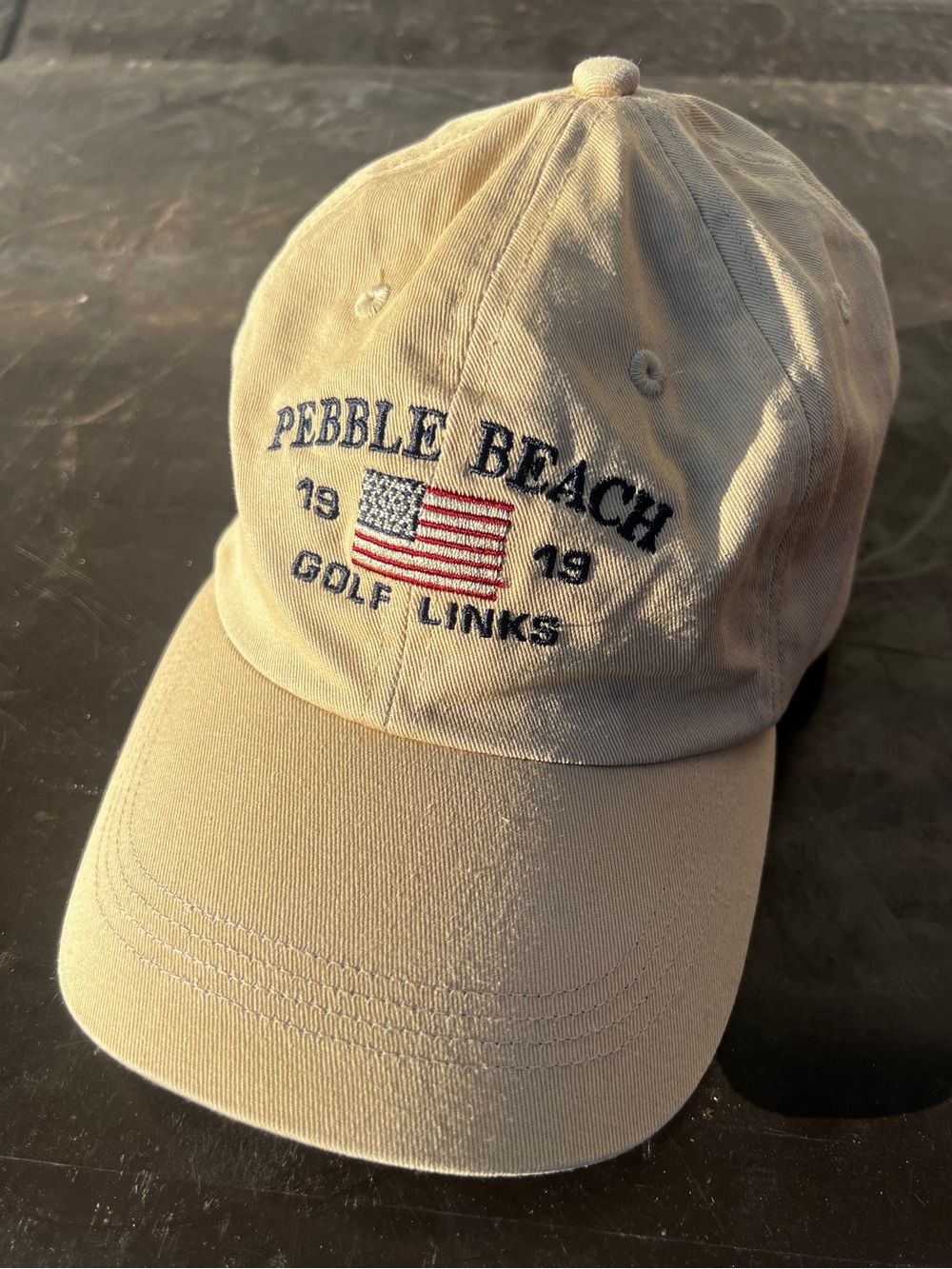 CLEAN Pebble Beach Golf Links Official USA Hat Strapback Khaki